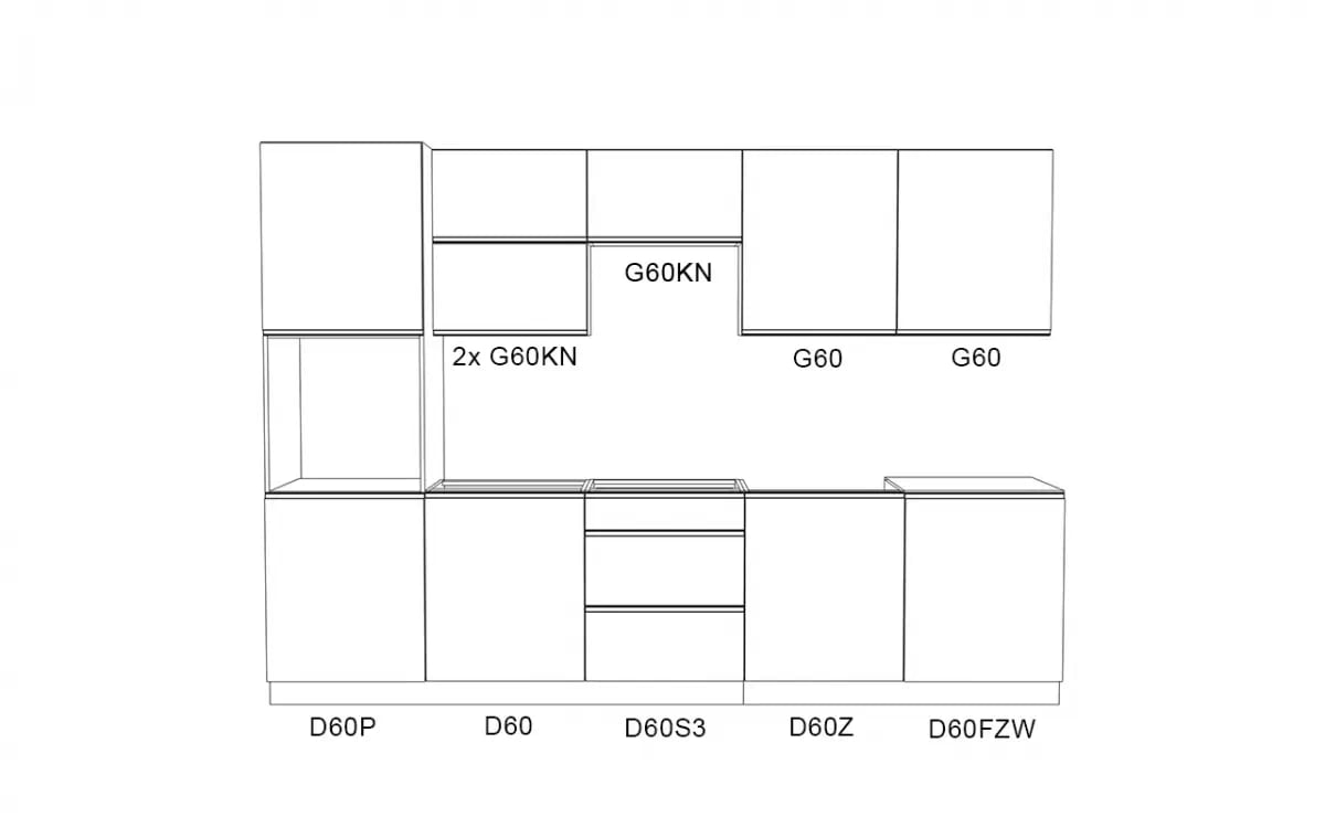 Complet mobilier kuchennych Aspen 300cm z cokolem - bialy luciu Complet mobilier kuchennych Aspen 300cm z cokolem - bialy luciu