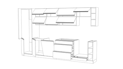 Complet mobilier kuchennych Aspen 340cm z cokolem - bialy luciu Complet mobilier kuchennych Aspen 340cm z cokolem - bialy luciu