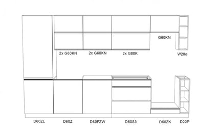Complet mobilier kuchennych Aspen 340cm z cokolem - bialy luciu Complet mobilier kuchennych Aspen 340cm z cokolem - bialy luciu
