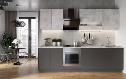 Kuchynská zostava Campari 280 cm – sivá lava / svetlý betón atelier