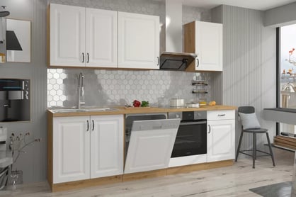 Kuchynský set Estella 250 cm - dub artisan / biely mat