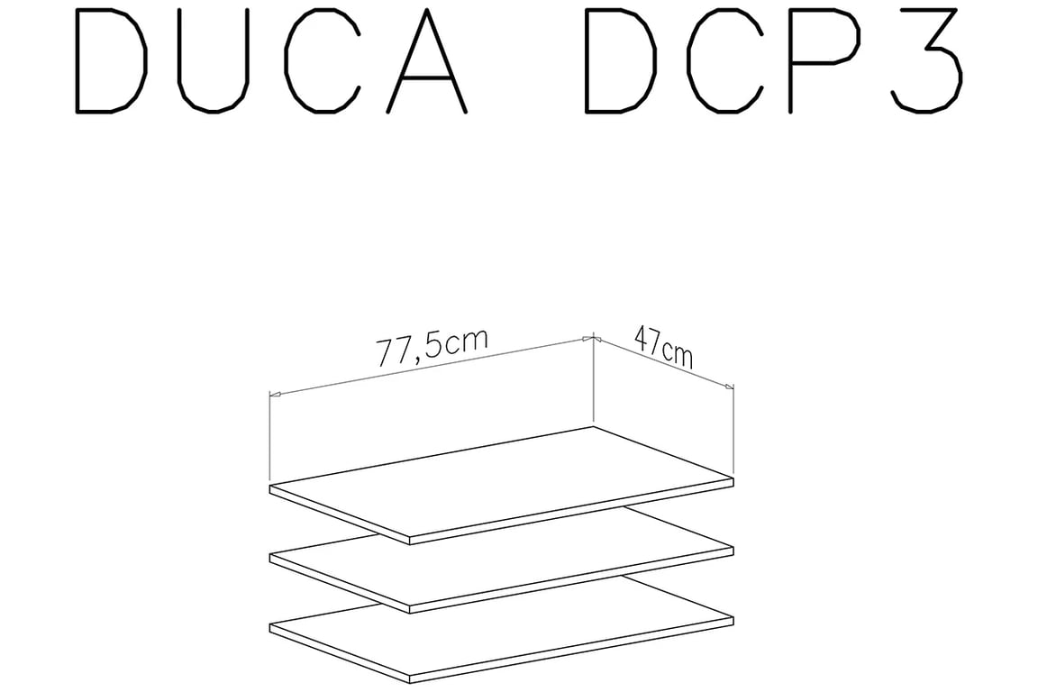 Komplet polic do Skříně Duca III Dub sonoma Komplet polek do Skříně Duca III - Dub sonoma - schemat