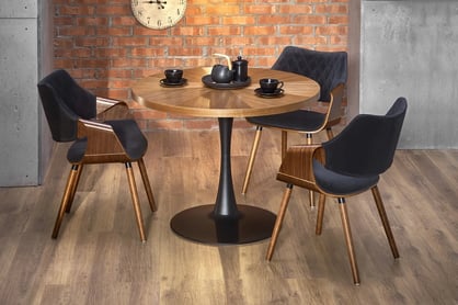 Set masă Carmelo 100 cm + 3 scaune K396 - nuc / negru