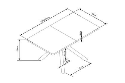 Zostava rozkladací stôl Derrick - Dub prírodné/Čierny + 4 stoličky čalúnená K409 - sivá Rozmery Stôla