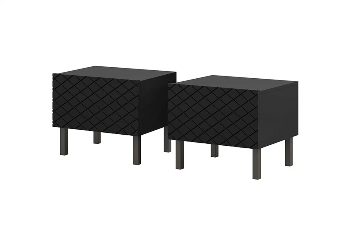 Scalia II 50 1SZ éjjeliszekrény szett 2 db - fekete matt / fekete lábak Scalia II 50 1SZ éjjeliszekrény szett 2 db - Fekete matt / fekete lábak - teljes