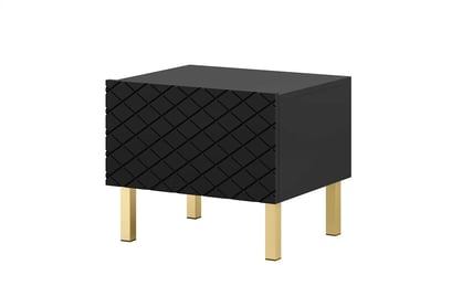 Scalia II 50 1SZ éjjeliszekrény szett 2 db - matt fekete / arany lábakkal Scalia II 50 1SZ éjjeliszekrény szett 2 db - Fekete matt / arany lábakkal