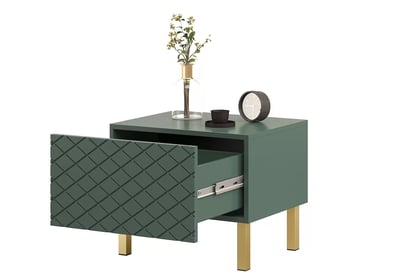 Scalia II 50 1SZ éjjeliszekrény szett 2 db - matt sötétzöld / arany lábakkal Scalia II 50 1SZ éjjeliszekrény szett 2 db - Matt Labrador / arany lábakkal - Berendezett belső tér