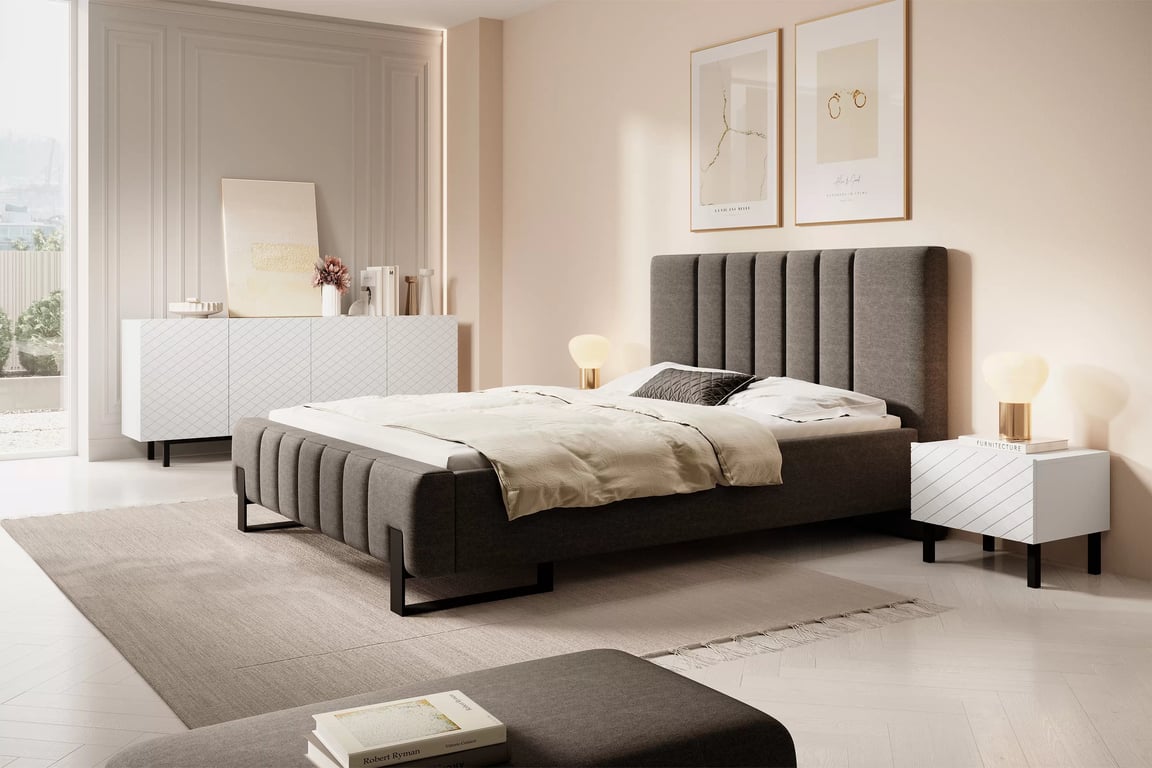 Scalia II 50 1SZ éjjeliszekrény készlet 2 db - fehér matt / fekete lábak Készlet szafka éjjeli asztal Scalia II 50 1SZ 2 szt. - matt fehér / fekete Lábak