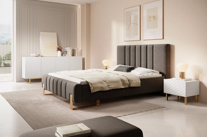 Scalia II 50 1SZ éjjeliszekrény készlet 2 db - fehér matt / arany lábak Készlet szafka éjjeli asztal Scalia II 50 1SZ 2 szt. - matt fehér / zlote Lábak