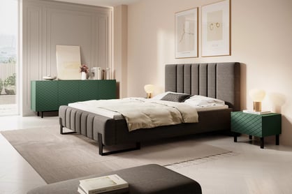 Scalia II 50 1SZ éjjeliszekrény szett 2 db - matt sötétzöld / fekete lábakkal Készlet szafka éjjeli asztal Scalia II 50 1SZ 2 szt. - labrador mat / fekete Lábak