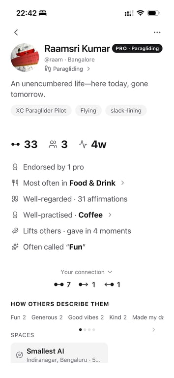 A Flowbaba profile: identity shown through practice, not forms