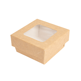 Schachteln+deckel mit sichtfenster braun 7x7x4 cm