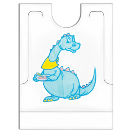 Lätzchen kinder "dino" + tasche weiss 27x34+5 cm