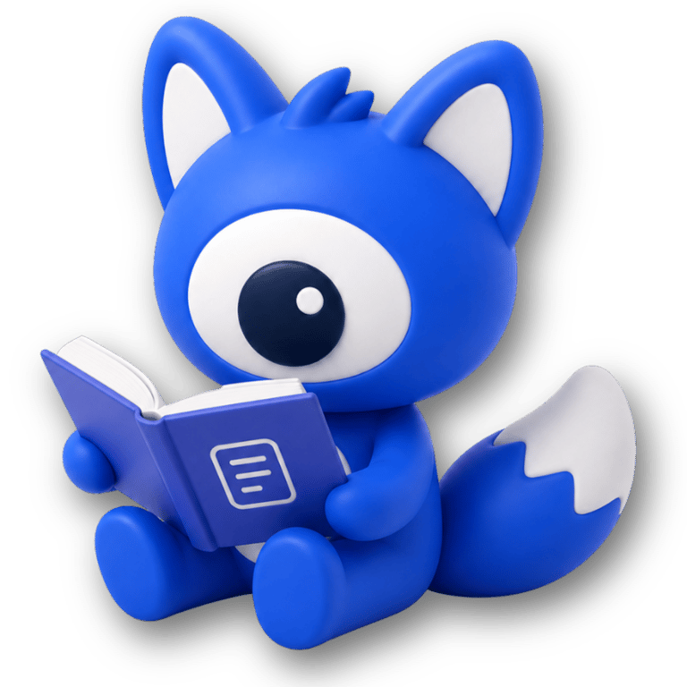 FullVision fox mascot reading a book