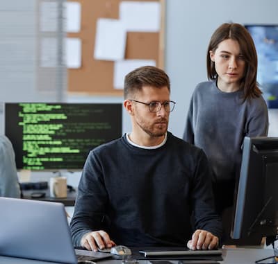 people working on a code