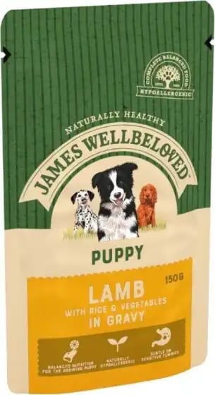James Wellbeloved Puppy Pouches Lamb With Rice & Vegetables In Gravy James Wellbeloved Puppy Pouches Lamb With Rice & Vegetables In Gravy