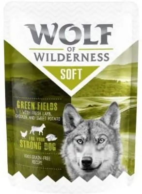 Wolf Of Wilderness Soft Pouches Adult Green Fields Wolf Of Wilderness Soft Pouches Adult Green Fields