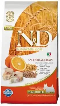 Farmina Natural & Delicious Ancestral Grain Adult Mini Codfish & Orange Farmina Natural & Delicious Ancestral Grain Adult Mini Codfish & Orange