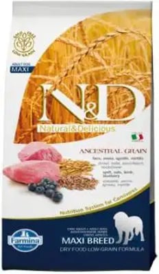 Farmina Natural & Delicious Ancestral Grain Adult Maxi Lamb & Blueberry Farmina Natural & Delicious Ancestral Grain Adult Maxi Lamb & Blueberry
