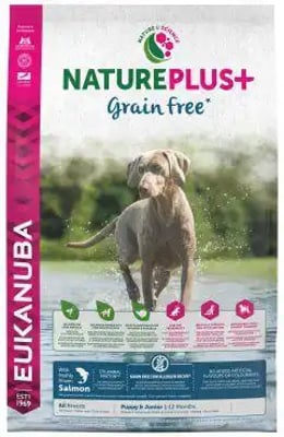 Eukanuba Natureplus+ Grain Free Puppy & Junior With Freshly Frozen Salmon Eukanuba Natureplus+ Grain Free Puppy & Junior With Freshly Frozen Salmon