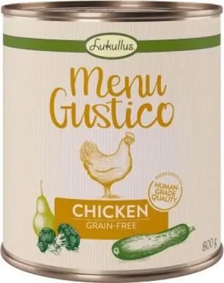 Lukullus Adult Tins Menu Gustico Chicken With Broccoli, Courgette & Pear