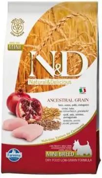 Farmina Natural & Delicious Ancestral Grain Adult Mini Chicken & Pomegranate Farmina Natural & Delicious Ancestral Grain Adult Mini Chicken & Pomegranate