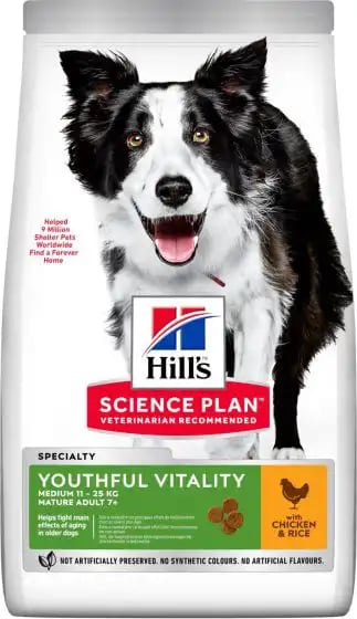 Hill's Science Plan Mature Adult 7+ Youthful Vitality Medium With Chicken & Rice Hill's Science Plan Mature Adult 7+ Youthful Vitality Medium With Chicken & Rice