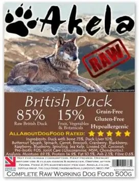 Akela Raw Working Dog Food 85:15 British Duck Complete