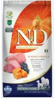 Farmina Natural & Delicious Pumpkin Adult Medium & Maxi Lamb & Blueberry Farmina Natural & Delicious Pumpkin Adult Medium & Maxi Lamb & Blueberry
