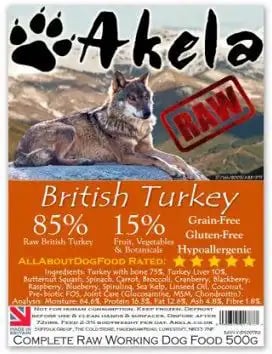 Akela Raw Working Dog Food 85:15 British Turkey Complete Akela Raw Working Dog Food 85:15 British Turkey Complete