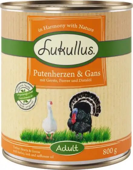 Lukullus Adult Tins Turkey Hearts & Goose