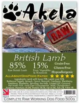 Akela Raw Working Dog Food 85:15 British Lamb Complete Akela Raw Working Dog Food 85:15 British Lamb Complete