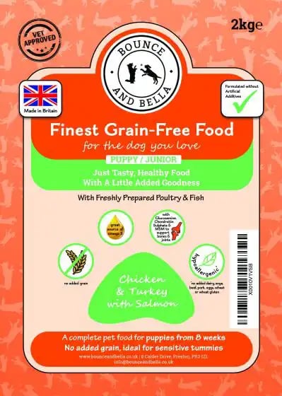 Bounce and Bella Finest Grain-Free Puppy Chicken & Turkey With Salmon