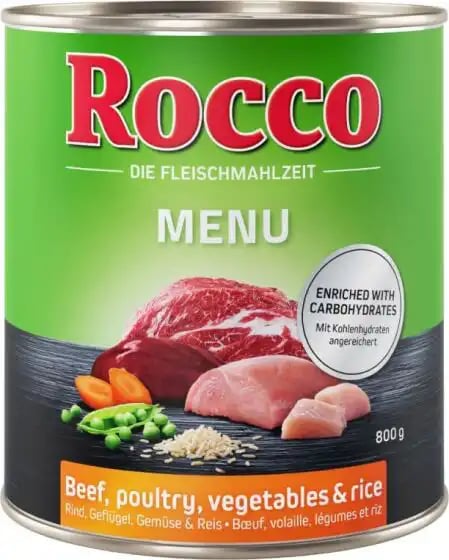 Rocco Menu Beef, Poultry, Vegetables & Rice