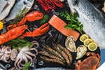 For Sale Fresh, Cooked Seafood Busy Train Station Shopping Mall Edgecliff Sydney