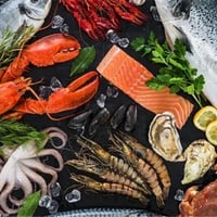 For Sale Fresh, Cooked Seafood Busy Train Station Shopping Mall Edgecliff Sydney image