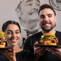 Thriving Burger Shop in Bustling Shopping Strip image