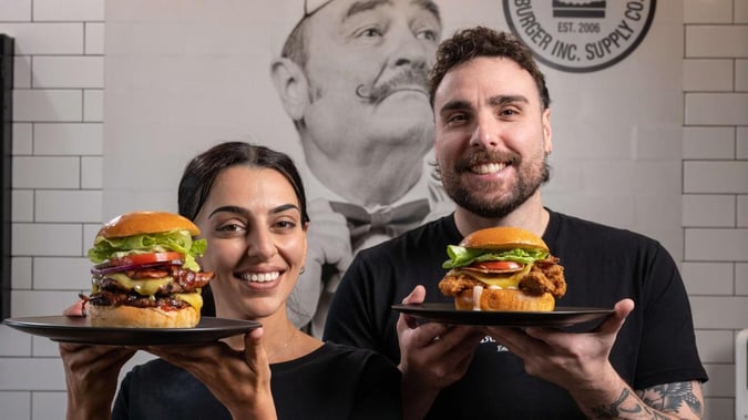 Thriving Burger Shop in Bustling Shopping Strip