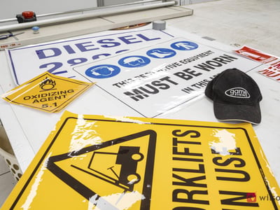 Signs and safety stickers business image