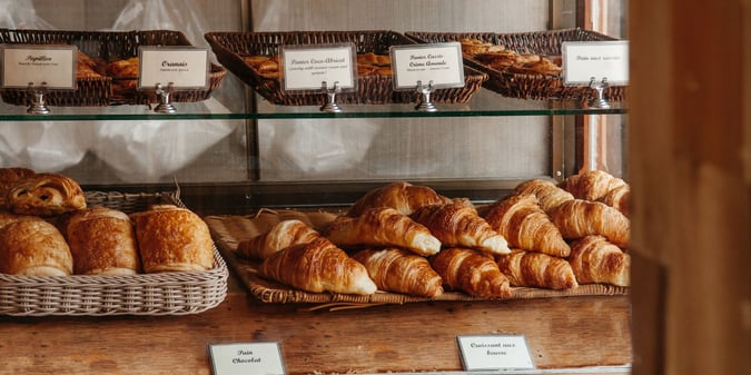A French bakery shop is located in a prime location on the south side