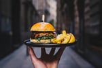 Thriving Burger Shop in Bustling Shopping Strip
