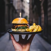 Thriving Burger Shop in Bustling Shopping Strip image