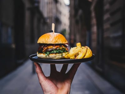 Thriving Burger Shop in Bustling Shopping Strip image