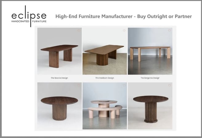 High-End Furniture Manufacturer - Buy Outright or Partner