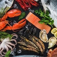 For Sale Fresh, Cooked Seafood Busy Train Station Shopping Mall Edgecliff Sydney image