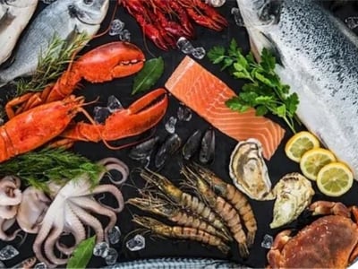 For Sale Fresh, Cooked Seafood Busy Train Station Shopping Mall Edgecliff Sydney image