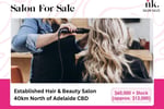 Established Hair & Beauty Salon, 40km North Adelaide CBD