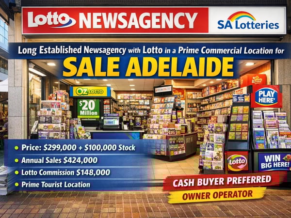 Long Established Newsagency with Lotto in a Prime Commercial Location for Sale Adelaide