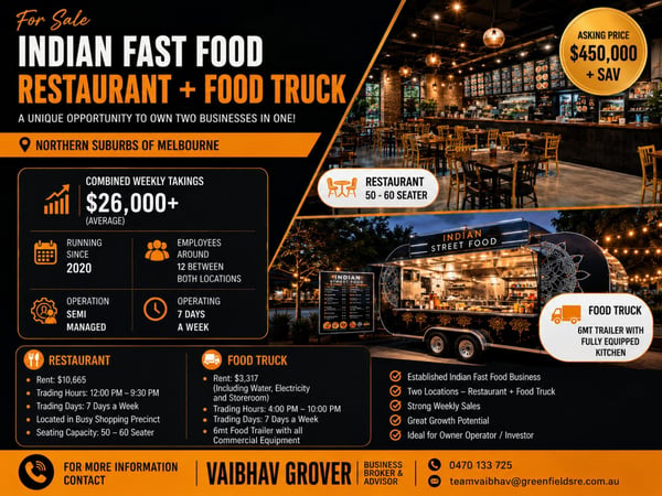 Indian Fast Food Restaurant + Food Truck for Sale | Melbourne Northern Suburbs | 2 Locations primary image