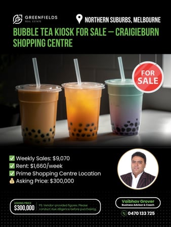 Bubble Tea Kiosk - Busy Shopping Centre - Under Management